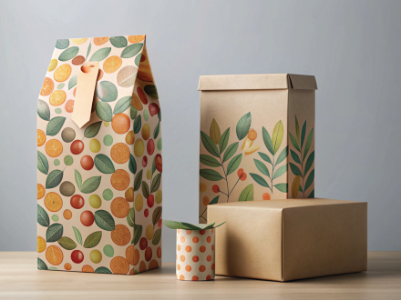 Mockup de packaging de cuatro productos